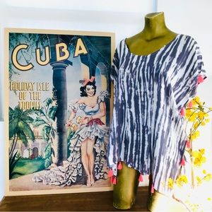 SURF GYPSY NWT Tasseled Boho SWIMSUIT COVER-UP Resort Cruise Dress Small